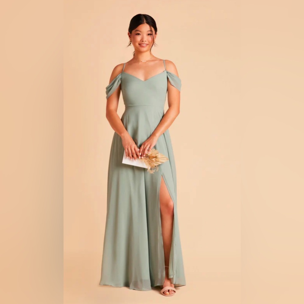 Birdy Grey Devin Convertible Sage Bridesmaid Dress with Slit XS